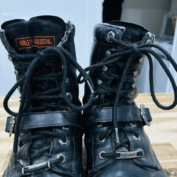 Harley-Davidson Men's Faded Glory Black Leather Motorcycle Riding Boots Size 10 - Picture 5 of 13